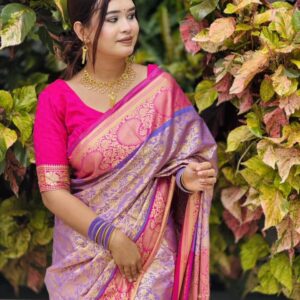 Kanjivaram Silk Saree with Elegant Katan Weave - Premium Ethnic Wear