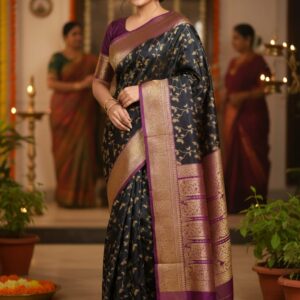 Kashmir Silk Katan Saree - Luxurious Handwoven Elegance for Special Occasions