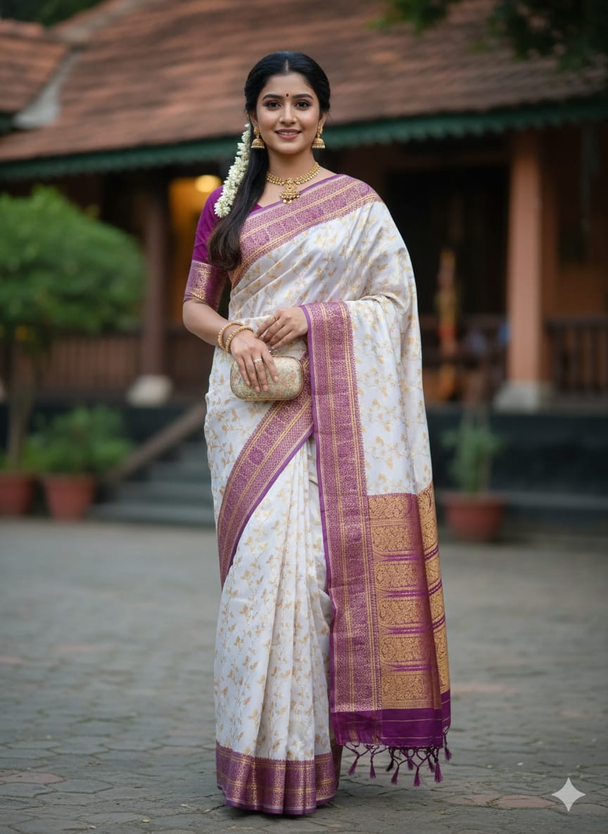 Kashmiri Katan Silk Saree - Exquisite Traditional Weave for Elegant Occasions % Kashmiri Katan Silk Saree - Exquisite Traditional Weave for Elegant Occasions