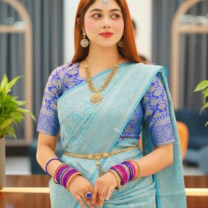 Katan Silk Saree Set with Blouse - Exquisite Traditional Wear