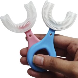 Kids U-Shaped Toothbrush with Soft Silicone Head for Ages 6-12 - 360° Cleaning Solution