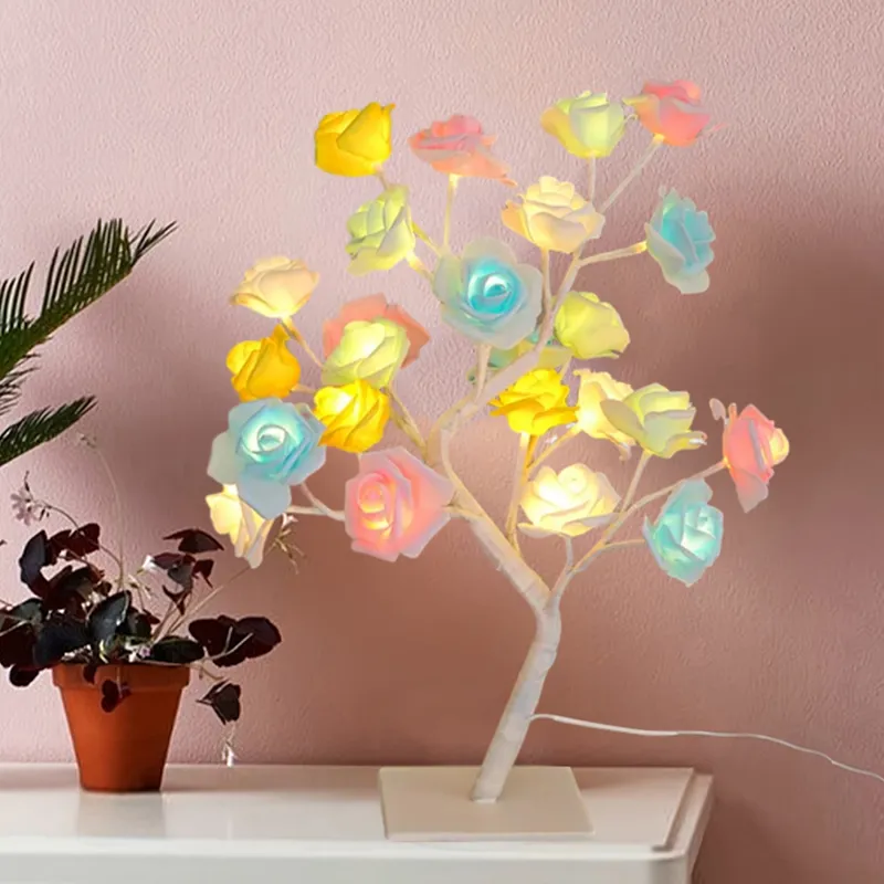 LED Rose Flower Bonsai Tree - Elegant Table Decor for Gifts & Celebrations % LED Rose Flower Bonsai Tree - Elegant Table Decor for Gifts & Celebrations