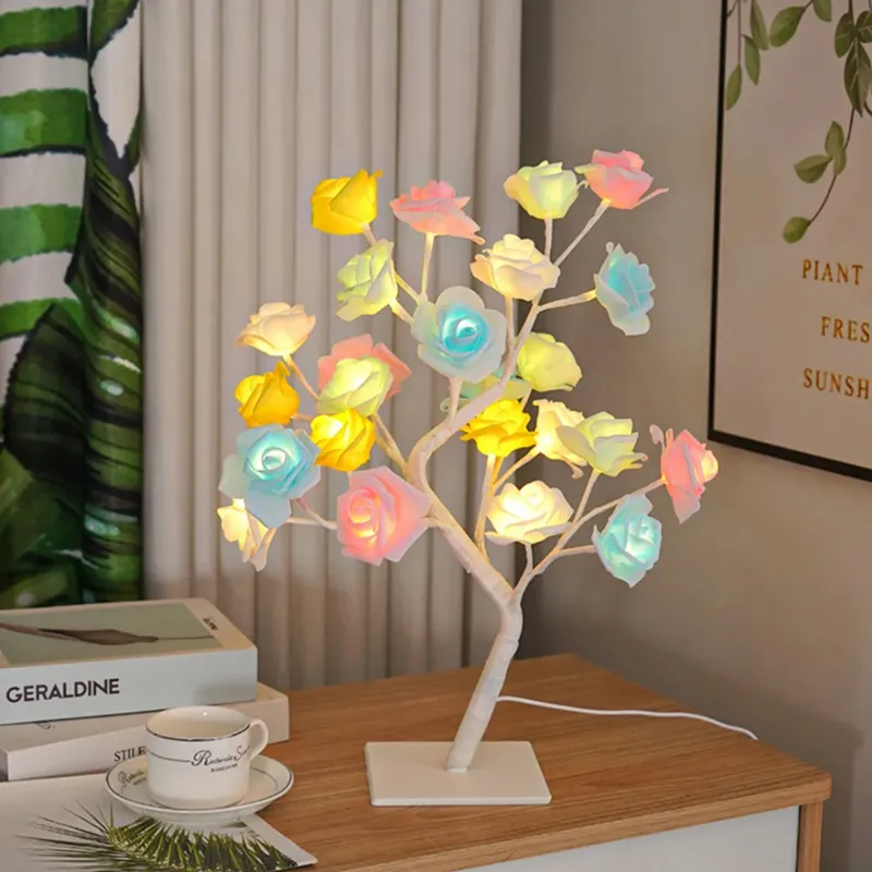 LED Rose Flower Bonsai Tree - Elegant Table Decor for Gifts & Celebrations % LED Rose Flower Bonsai Tree - Elegant Table Decor for Gifts & Celebrations