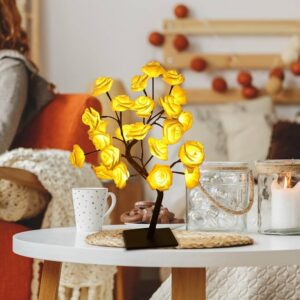 LED Rose Flower Bonsai Tree Tabletop Decor - Perfect Gift for Birthdays, Weddings, and Special Occasions