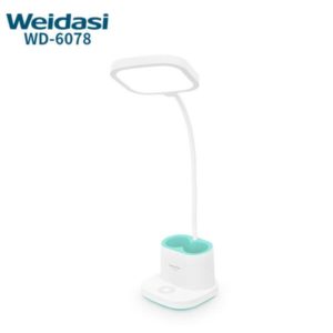 LED Touch Control Desk Lamp with Pen Holder - Modern White Design