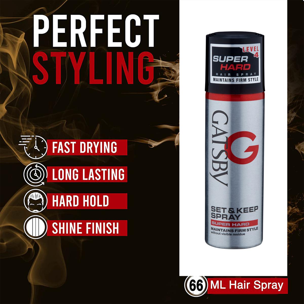 Level 4 Super Hold Hair Spray - GATSBY Set & Keep Formula, 66ml % Level 4 Super Hold Hair Spray - GATSBY Set & Keep Formula, 66ml