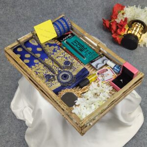 Luxurious Blue Silk Katan Saree Combo Set for Elegant Occasions