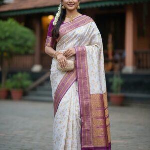 Luxurious Kashmiri Katan Silk Saree - Elegant Traditional Attire
