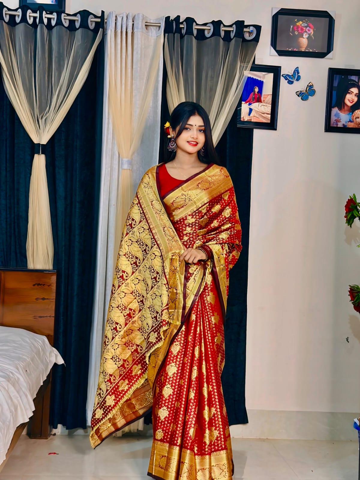 Luxurious Soft Silk Katan Saree for Elegant Occasions % Luxurious Soft Silk Katan Saree for Elegant Occasions