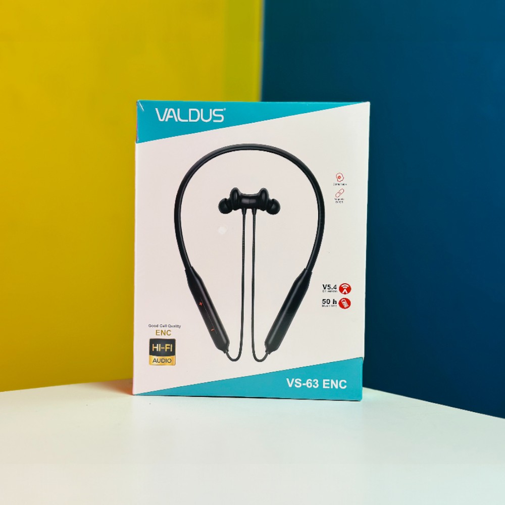 Magnetic Neckband Earbuds with ENC - Valdus VS-63 Premium Sound % Magnetic Neckband Earbuds with ENC - Valdus VS-63 Premium Sound