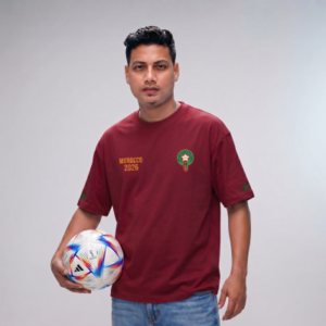 Maroon Drop Shoulder Premium Morocco Fan Edition Top