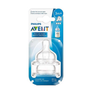 Medium Flow Anti-Colic Teats for Philips Avent Bottles - 2-Pack, 3 Months+