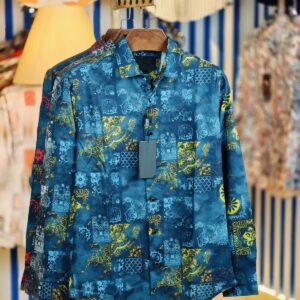 Men's Full-Sleeve Dobby Cotton Shirt — Digital Print