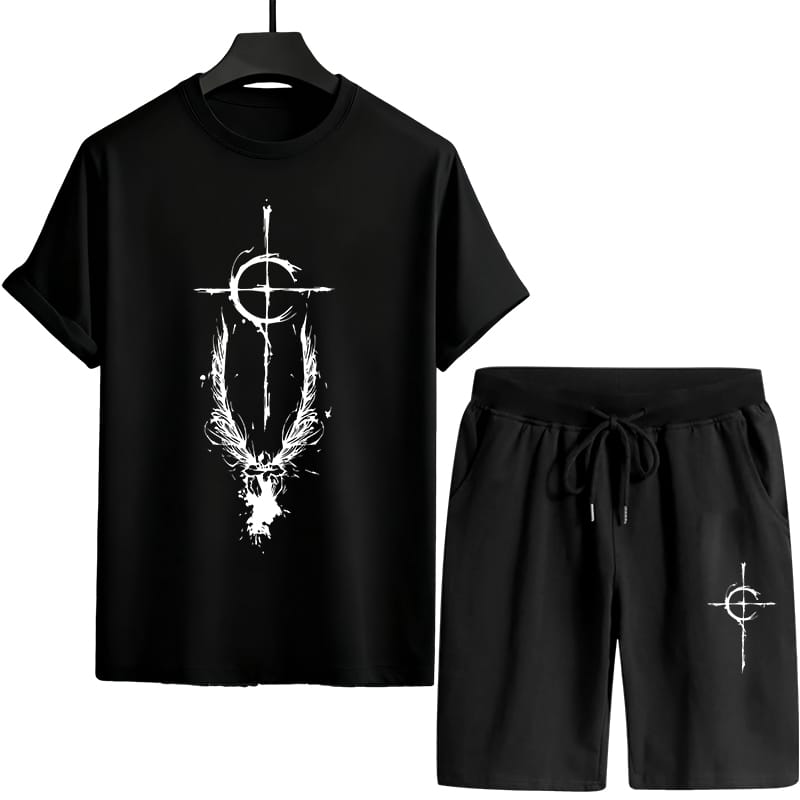 Men's Mash Graphic Tee and Shorts Set - Casual Summer Outfit % Men's Mash Graphic Tee and Shorts Set - Casual Summer Outfit
