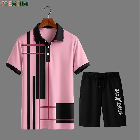 Men's Polo T-Shirt and Half Pant Set - Casual Summer Outfit Collection % Men's Polo Shirt and Half Pant Set - Casual Summer Outfit Collection