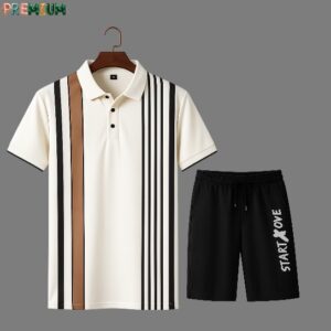 Men's Polo Shirt and Half Pant Set - Stylish Casual Outfit for Summer