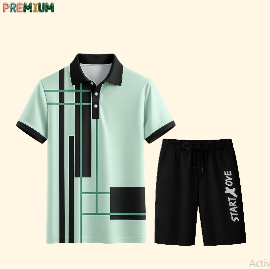 Men's Polo T-Shirt and Half Pant Set - Stylish Casual Wear Combo % Men's Polo Shirt and Half Pant Set - Stylish Casual Wear Combo