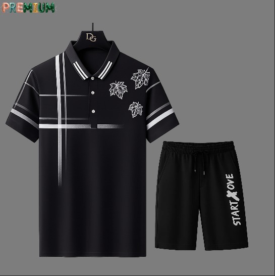 Men's Polo T-Shirt and Half Pant Set - Stylish Casual Wear Combo % Men's Polo Shirt and Half Pant Set - Stylish Casual Wear Combo