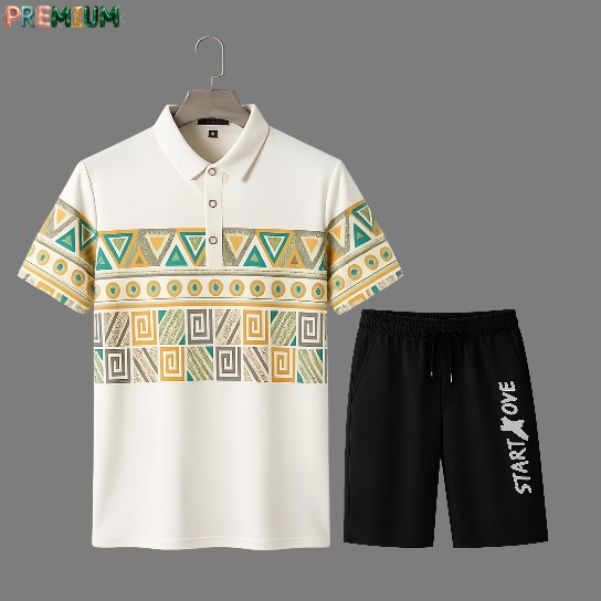 Men's Polo T-Shirt and Half Pant Set - Stylish Casual Wear for Every Occasion % Men's Polo Shirt and Half Pant Set - Stylish Casual Wear for Every Occasion