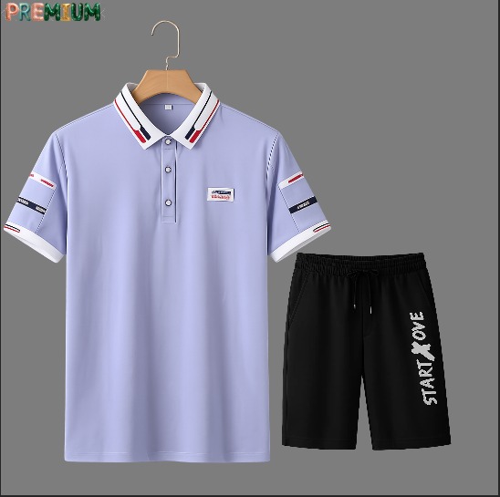 Men's Polo T-Shirt and Shorts Set - Stylish Casual Outfit for Summer % Men's Polo Shirt and Shorts Set - Stylish Casual Outfit for Summer