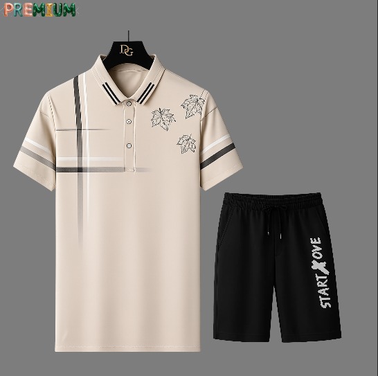 Men's Polo T-Shirt & Half Pant Set - Stylish Casual Wear Combo % Men's Polo Shirt & Half Pant Set - Stylish Casual Wear Combo