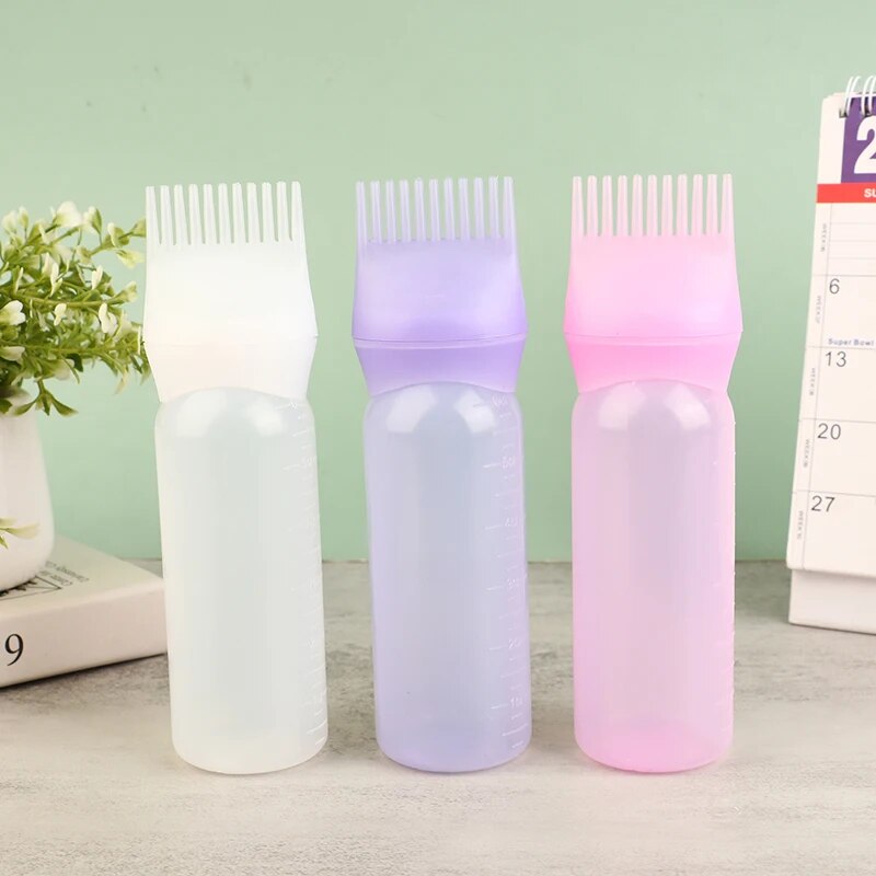 Multi-Functional Hair Oil Applicator Bottle with Brush for Color Treatment % Multi-Functional Hair Oil Applicator Bottle with Brush for Color Treatment