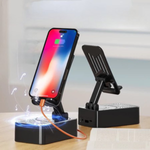 Multi-Functional Mobile Phone Stand with Bluetooth Speaker & Power Bank