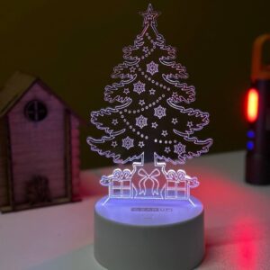 Multicolor Acrylic Christmas Tree Night Lamp - Modern Black Design