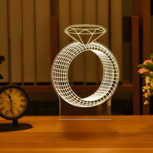 Multicolor Acrylic Diamond Ring Night Lamp - Stylish Home Décor Light