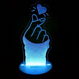 Multicolor Acrylic Finger Heart Night Lamp - Modern Home Decor by GearUP