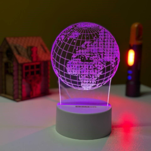 Multicolor Acrylic Globe Night Lamp – Elegant Black Design for Modern Decor