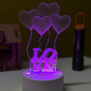 Multicolor Acrylic Love Balloon Night Lamp - Stylish Home Décor Accent