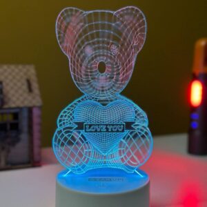 Multicolor Acrylic Love Bear Night Lamp for Cozy Home Décor