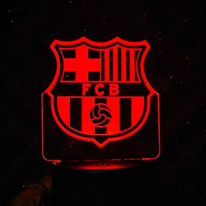 Multicolor Acrylic Night Lamp - FC Barcelona Design - Stylish Black Base