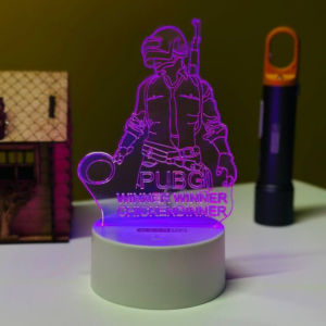 Multicolor Acrylic Night Lamp for Gamers - PUBG Themed Design in Black