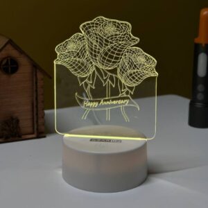 Multicolor Acrylic Rose Night Lamp - Perfect for Anniversaries and Home Decor