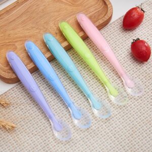 Multicolor Silicone Baby Spoon - Soft, BPA-Free Training Utensil with Long Handle