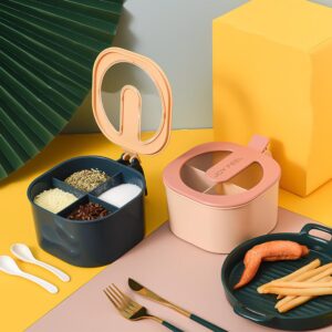 Multicolor Spice Storage Box with 4 Plastic Containers for Kitchen Organization