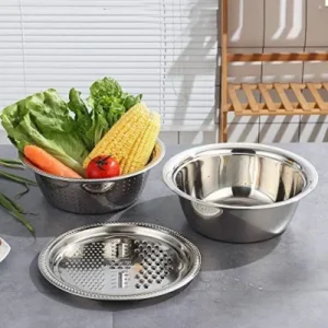 Multifunctional Stainless Steel 3-in-1 Basin with Grater and Drain Basket