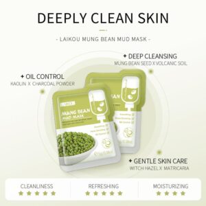Mung Bean Facial Mud Mask Set - 5g x 6 Premium Spa Treatment Packs