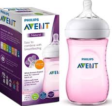 Natural Pink Baby Feeding Bottle | Philips Avent Ultra Soft & Flexible 260ml for 1 Month+