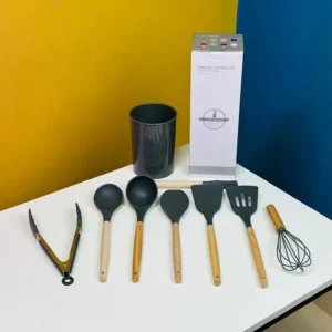 Non-Stick Silicone Cooking Utensil Set - 8 Premium Pieces with Holder