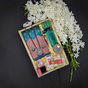 Ocean Green Premium Silk Katan Saree Set – Elegant Combo Pack