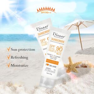 Oil-Free SPF 90 Sunscreen Cream - 40g Instant UVA/UVB Protection by Disaar