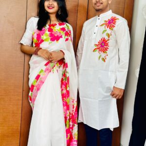 Panjabi and Sharee Set for Couples with Blouse Piece – Elegant Traditional Wear