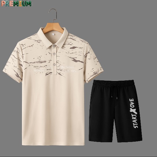 Polo T-Shirt and Shorts Set for Men - Stylish Casual Outfit Combo % Polo Shirt and Shorts Set for Men - Stylish Casual Outfit Combo