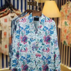Popcorn-Texture Long-Sleeve Shirt