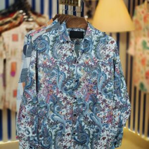 Popcorn-Texture Long-Sleeve Shirt