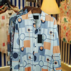 Popcorn-Textured Long-Sleeve Shirt