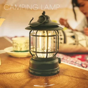 Portable Black Retro Camping Lantern for Outdoor Adventures
